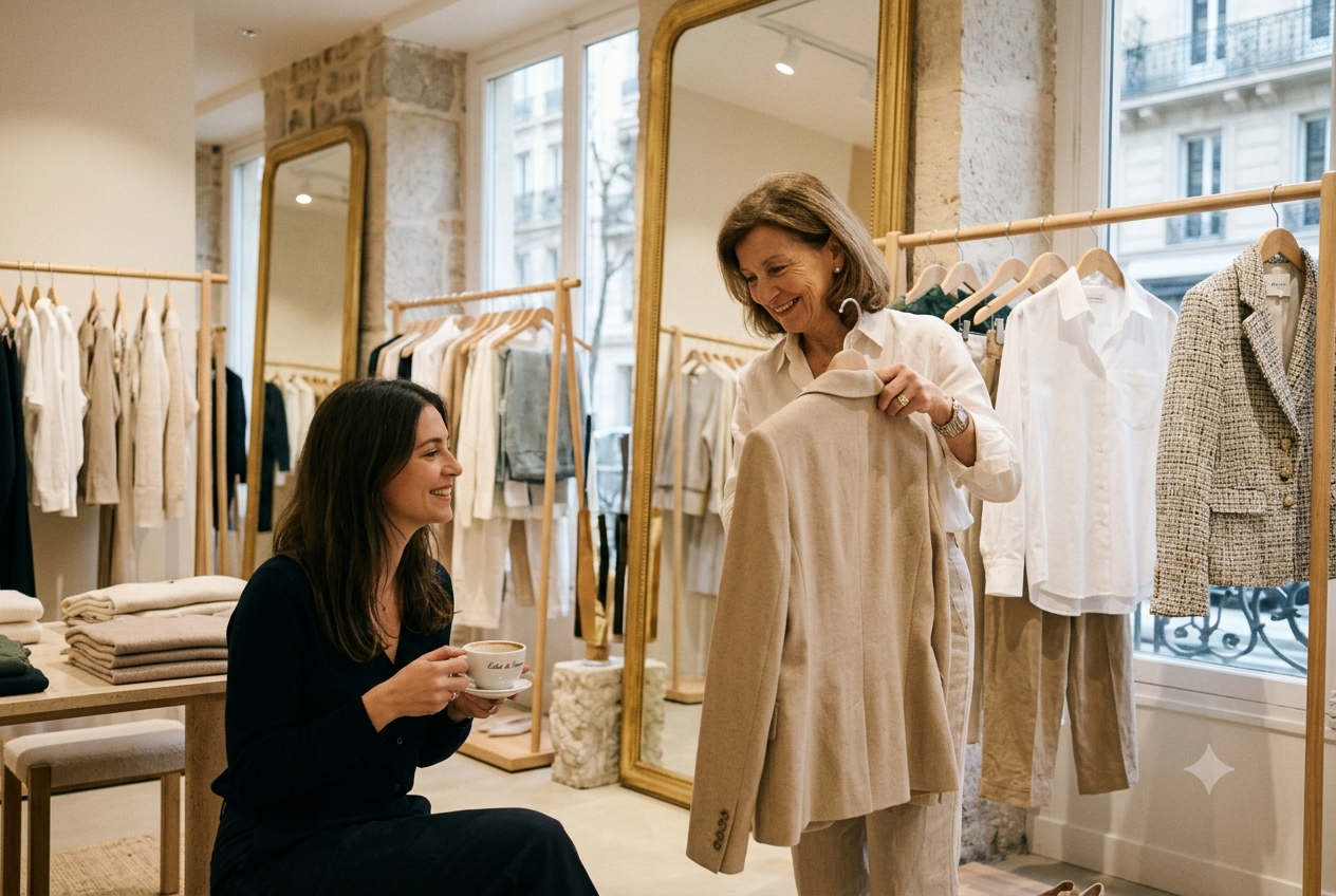 Personalized styling consultation at Éclat de Trame boutique